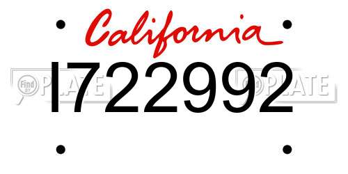 I722992 California License Plate