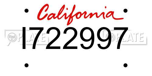 I722997 California License Plate