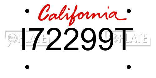 I72299T California License Plate