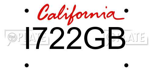 I722GB California License Plate
