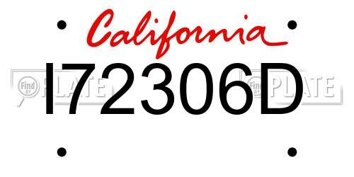 I72306D California License Plate