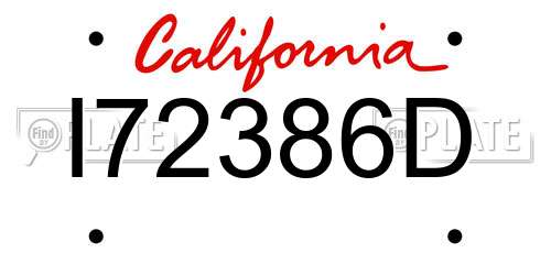 I72386D California License Plate