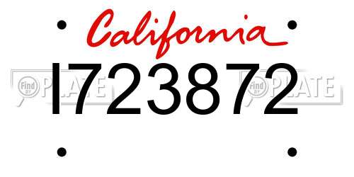 I723872 California License Plate