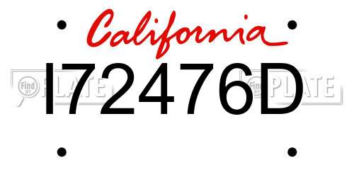 I72476D California License Plate