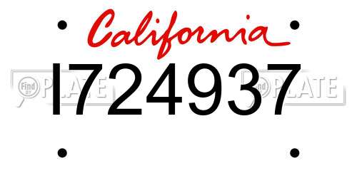 I724937 California License Plate