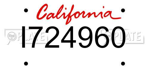 I724960 California License Plate