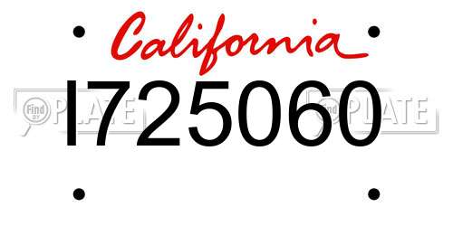I725060 California License Plate