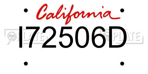 I72506D California License Plate