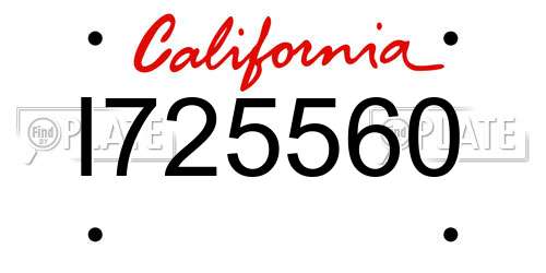I725560 California License Plate