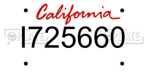 I725660 California License Plate