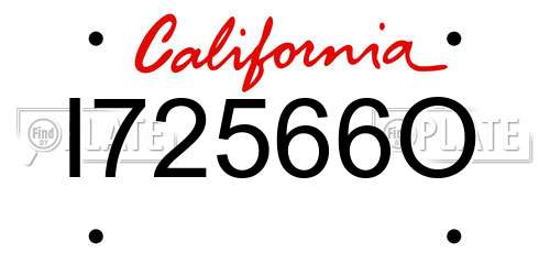 I72566O California License Plate