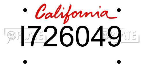 I726049 California License Plate