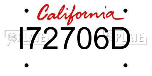 I72706D California License Plate