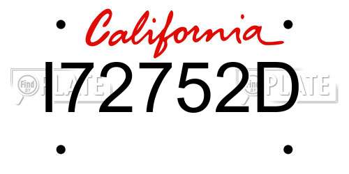 I72752D California License Plate