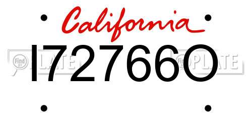I72766O California License Plate