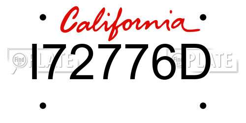 I72776D California License Plate