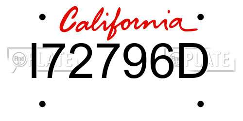 I72796D California License Plate