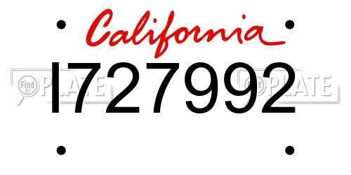 I727992 California License Plate