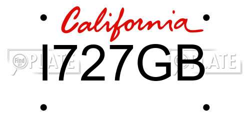 I727GB California License Plate