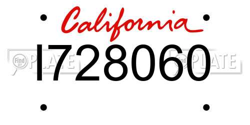 I728060 California License Plate