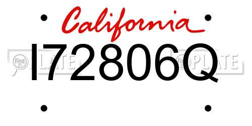 I72806Q California License Plate