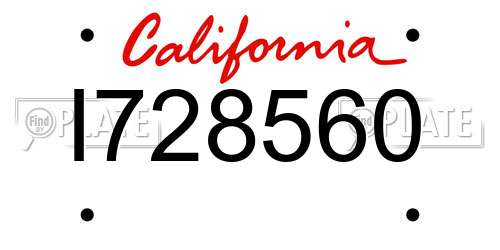 I728560 California License Plate