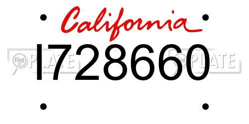 I728660 California License Plate