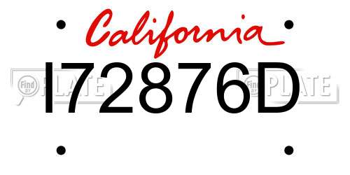 I72876D California License Plate