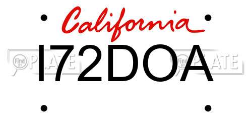 I72DOA California License Plate