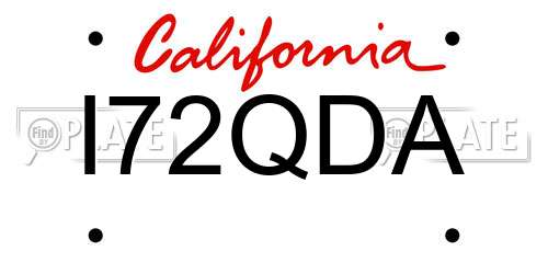 I72QDA California License Plate