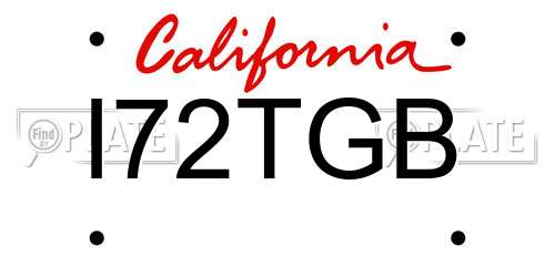 I72TGB California License Plate
