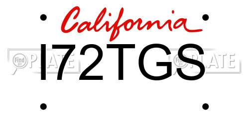I72TGS California License Plate