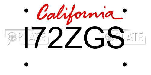 I72ZGS California License Plate