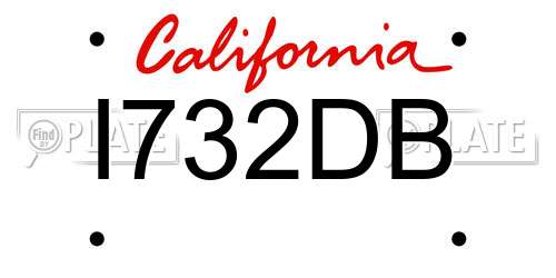I732DB California License Plate