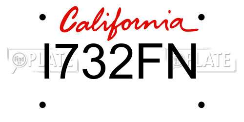 I732FN California License Plate