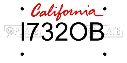 I732OB California License Plate