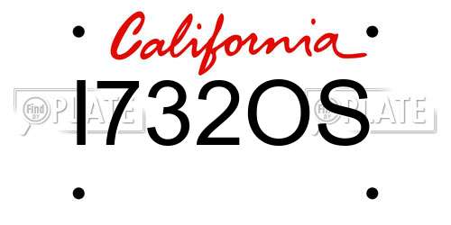 I732OS California License Plate