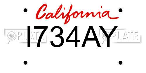 I734AY California License Plate