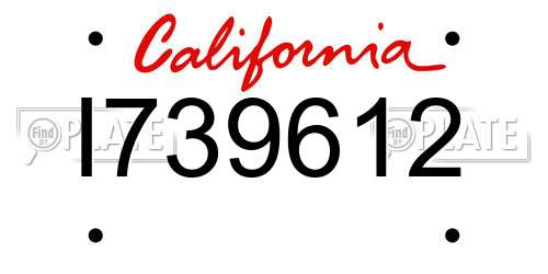 I739612 California License Plate