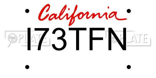 I73TFN California License Plate