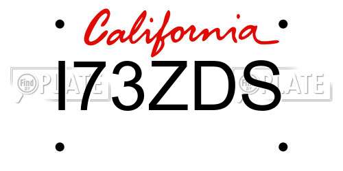 I73ZDS California License Plate