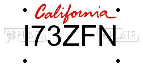 I73ZFN California License Plate