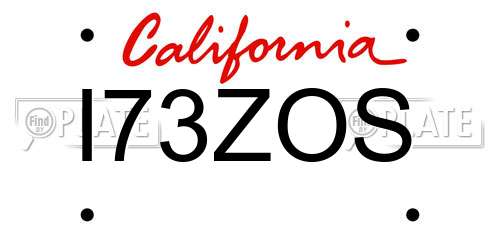 I73ZOS California License Plate