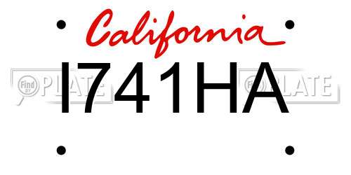 I741HA California License Plate
