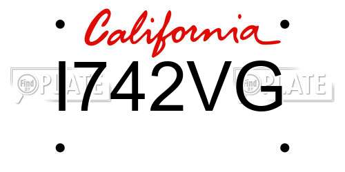 I742VG California License Plate