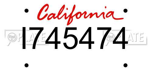 I745474 California License Plate