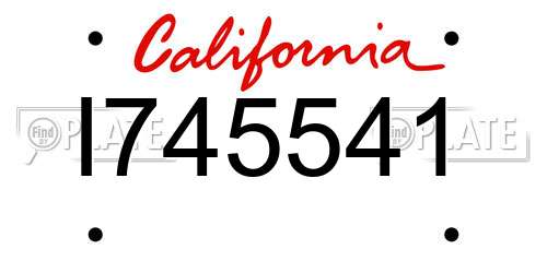 I745541 California License Plate