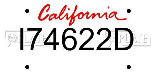 I74622D California License Plate
