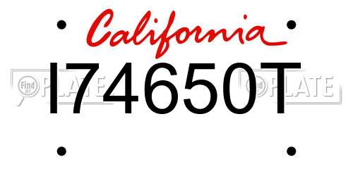 I74650T California License Plate