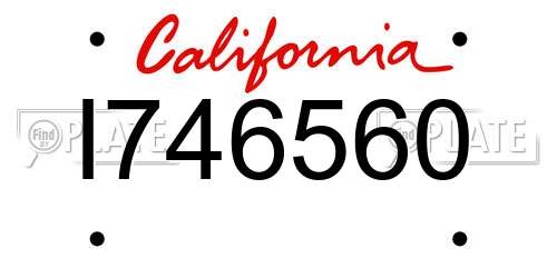 I746560 California License Plate